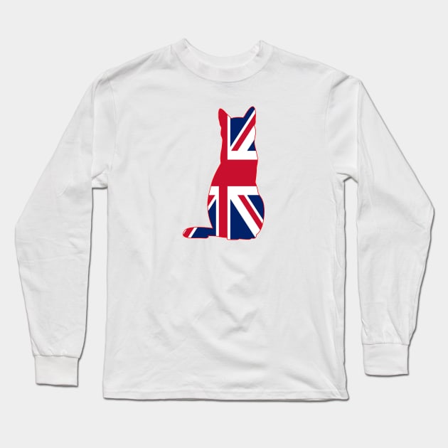 British Cat Flag Long Sleeve T-Shirt by Wickedcartoons